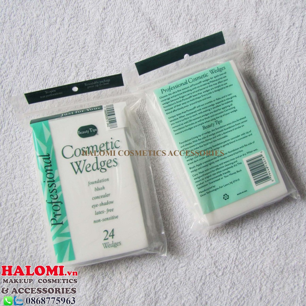 Mút tán nền Halomi 24 miếng mềm mịn chuyên dùng cho makeup trang điểm
