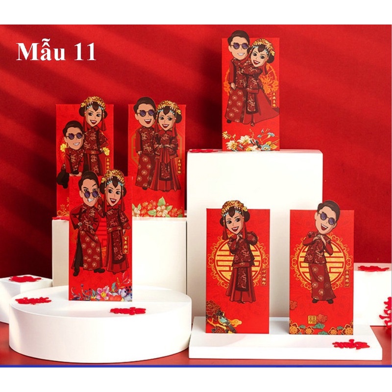 BAO LÌ XÌ ĐÁM CƯỚI SIZE LỚN 1 XẤP 6 CÁI DÀY SIÊU ĐẸP