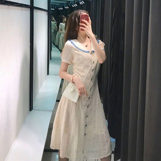 ĐẦM ULZZANG DÁNG DÀI NÚT XANH