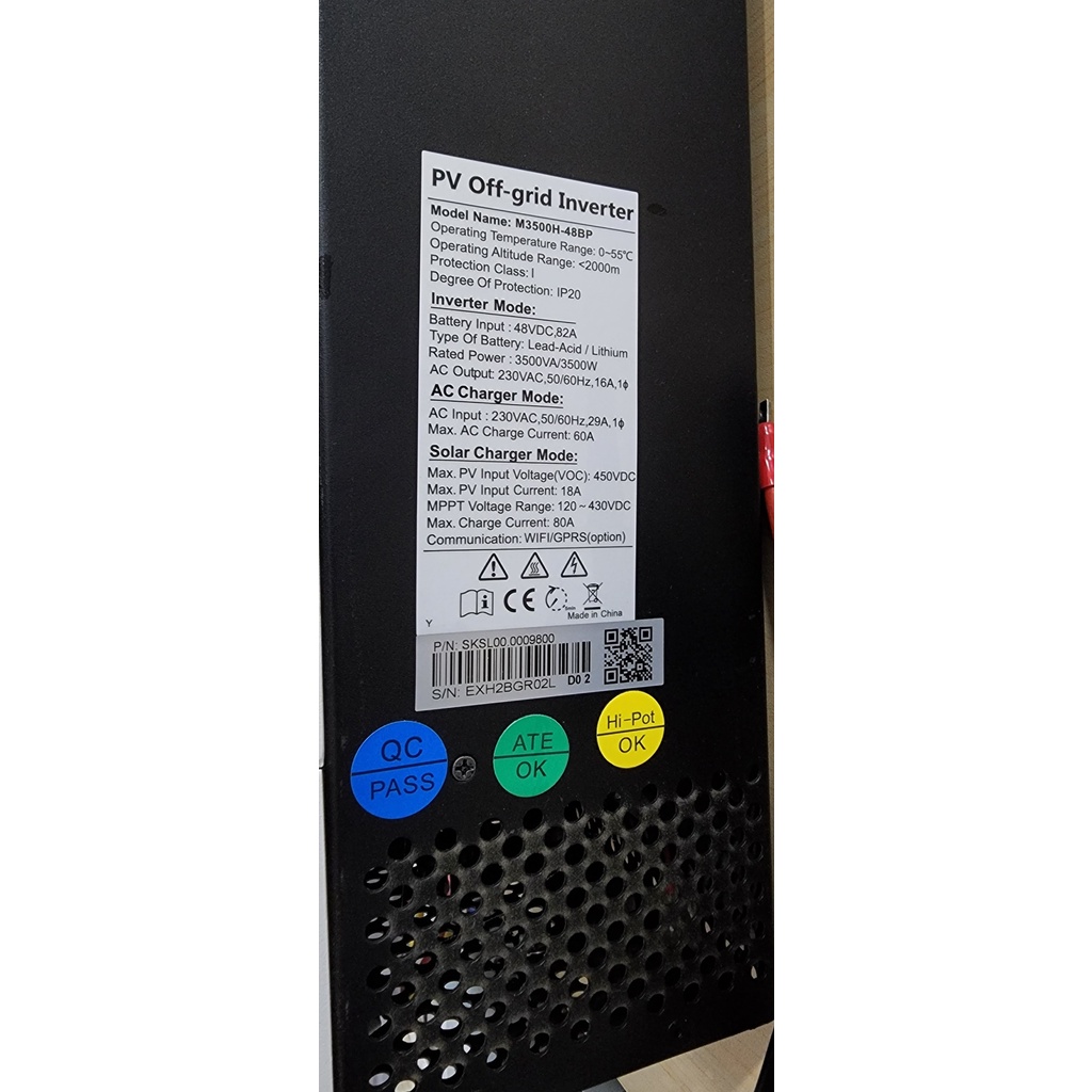 Biến tần SACOLAR nối lưới có lưu trữ 3,5KW - 48VDC M3500H-48BP ; max PV 4500wp phiên bản song song tối đa 6 máy, 450VDC
