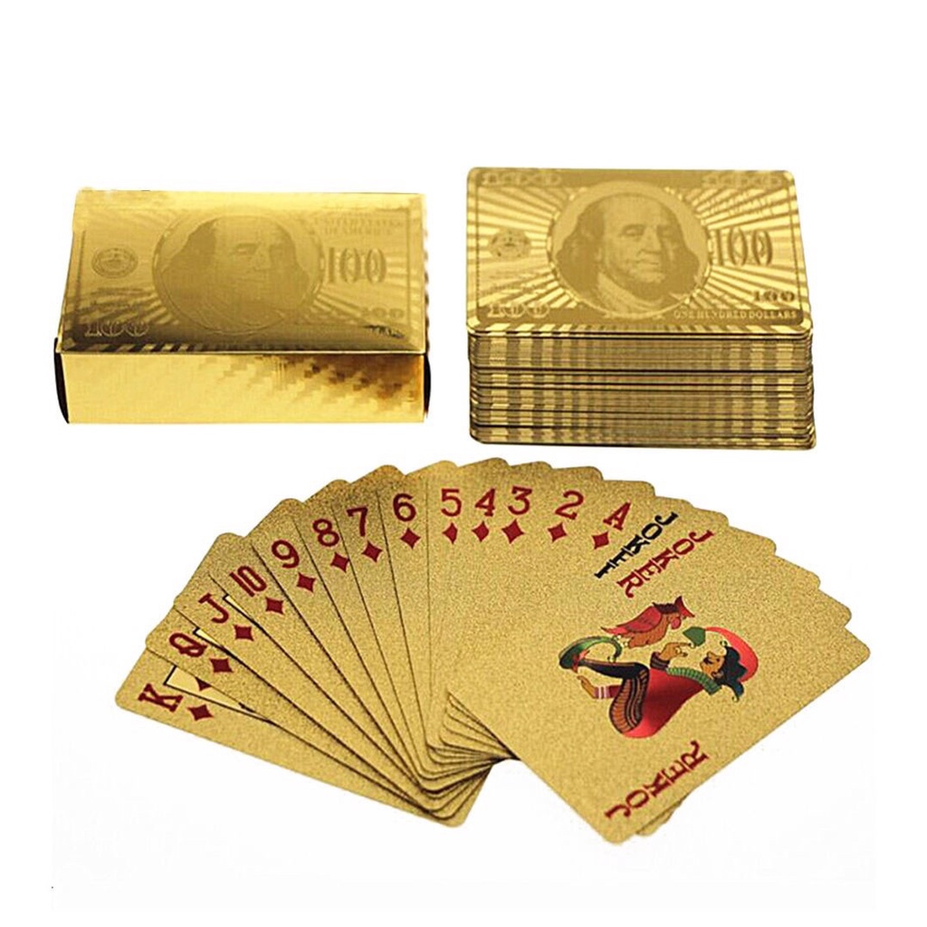 Bộ bài tây tú lơ khơ mạ vàng 52 lá Nhựa chống thấm nước Đồ Chơi Boardgame B1 SUVADO
