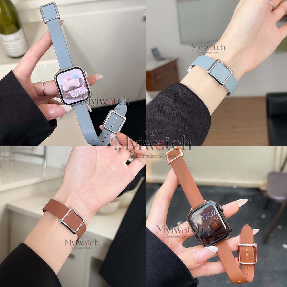 Dây Đeo Đồng Hồ Bằng Da Thật Thời Trang Cho iwatch Series 7 6 5 4 3 SE 21 41mm 45mm 44mm 40mm 42mm 38mm