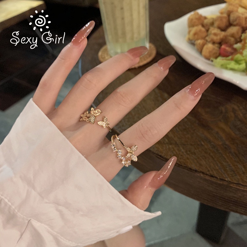 Nhẫn Hở Mạ Vàng Hình Bướm Phong Cách Hàn Quốc Sang Trọng