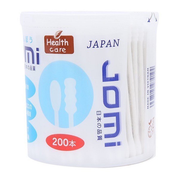 Tăm bông Jomi Nhật Bản kháng khuẩn, giúp vệ sinh sạch tai, mũi, trẻ em 160c và người lớn 200c 1 đầu xoắn - 1 đầu thường