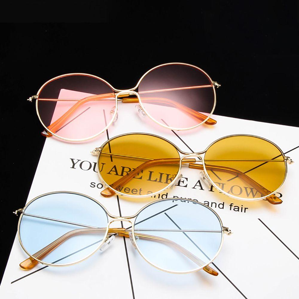 IVORY Kính Mát Gọng Kim Loại Tròn Chống Tia UV Chống Bức Xạ Phong Cách Hàn Quốc Cho Nữ