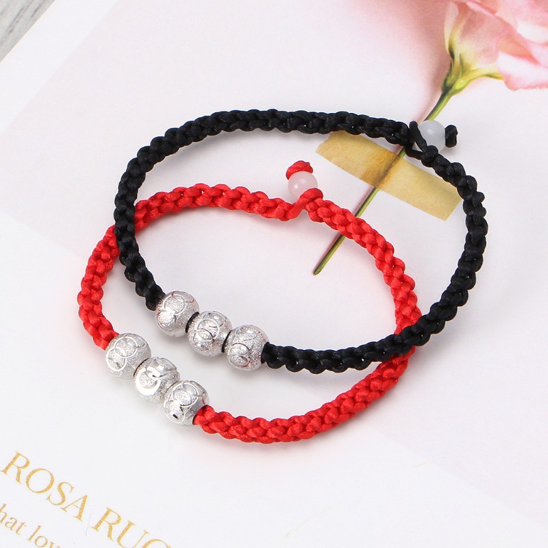 Set 2 vòng tay may mắn màu đỏ/đen