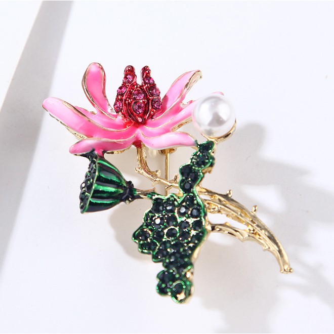Cài áo Vintage Sen - Hoa sen hồng GC134