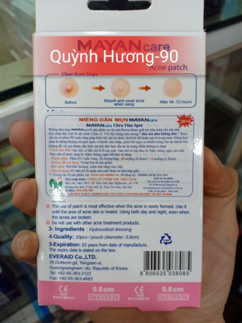 Miếng dán mụn MAYAN Care - Hộp 20 miếng
