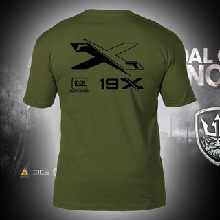 Áo Thun Cotton Cổ Tròn In Hình Đầu Lâu/Ếch Glock Glock 19X Quân Đội Thời Trang Mùa Hè Cho Nam