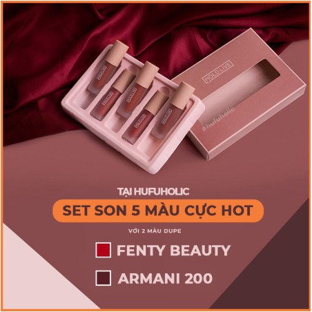 HOLD LIVE - Set 5 thỏi son kem lì mini Light Matte lip Glaze Suite dupe Fenty Beauty Giorgio Armani