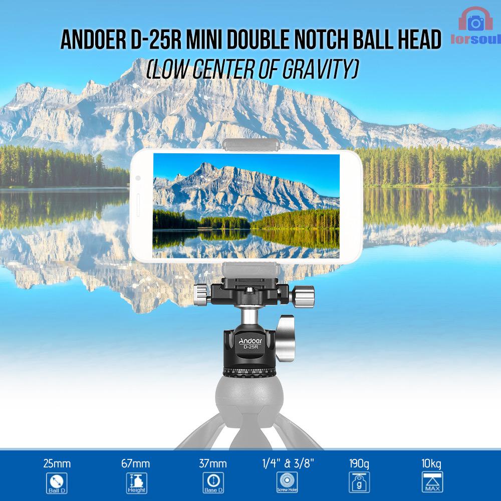 Andoer Chân Máy Ảnh D-25R Cnc Đầu Bi Kép Bằng Hợp Kim Nhôm Chịu Lực Thấp Cho Manfrotto Etc Dslr Ildc Max 10kg | BigBuy360 - bigbuy360.vn