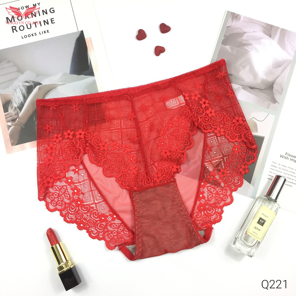 [Mã WABR192 giảm 10% đơn 250K] VINGO Quần Lót Nữ Ren Sheer Xuyên Thấu Gợi Cảm Phối Viền Ren Mềm Đẹp Sexy Q221 VNGO