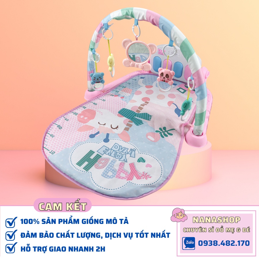 [Sỉ/Lẻ] Thảm đàn Piano nằm chơi nhạc phát triển trí tuệ cho bé yêu hình hươu màu hồng 9BABY