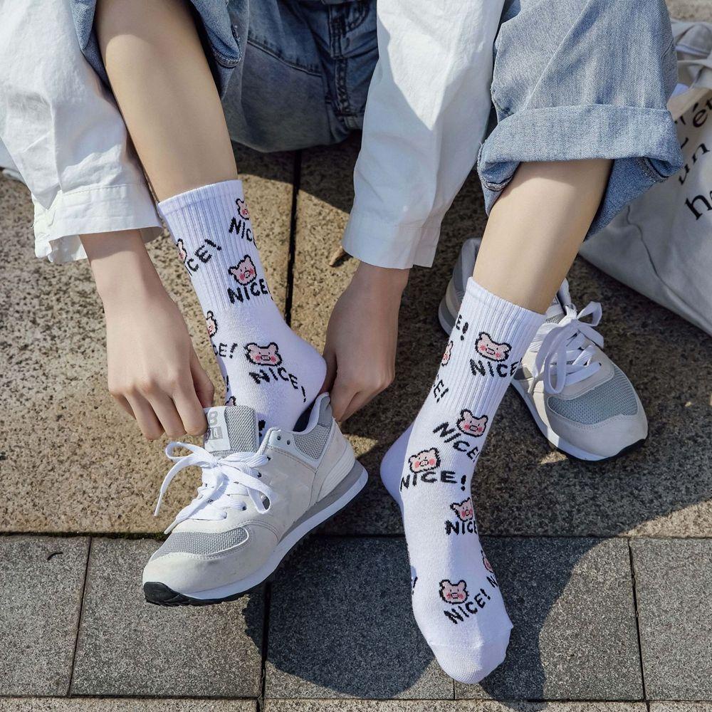 Vớ Nữ Họa Tiết Vịt Con Phong Cách Harajuku Ngọt Ngào