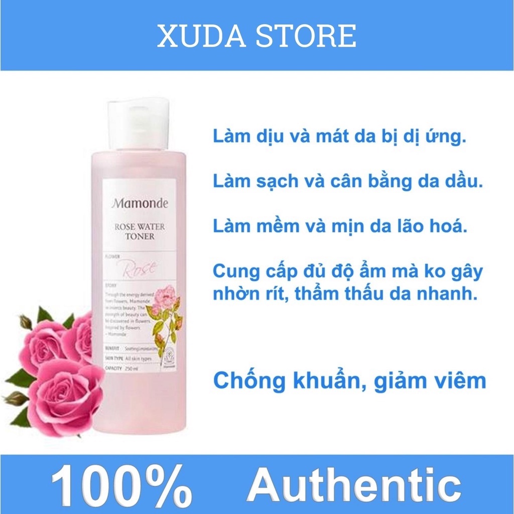 Nước hoa hồng toner mamonde diếp cá hoa hồng pore clean toner rose water toner 250ml cung cấp độ ẩm se khít lỗ chân lông