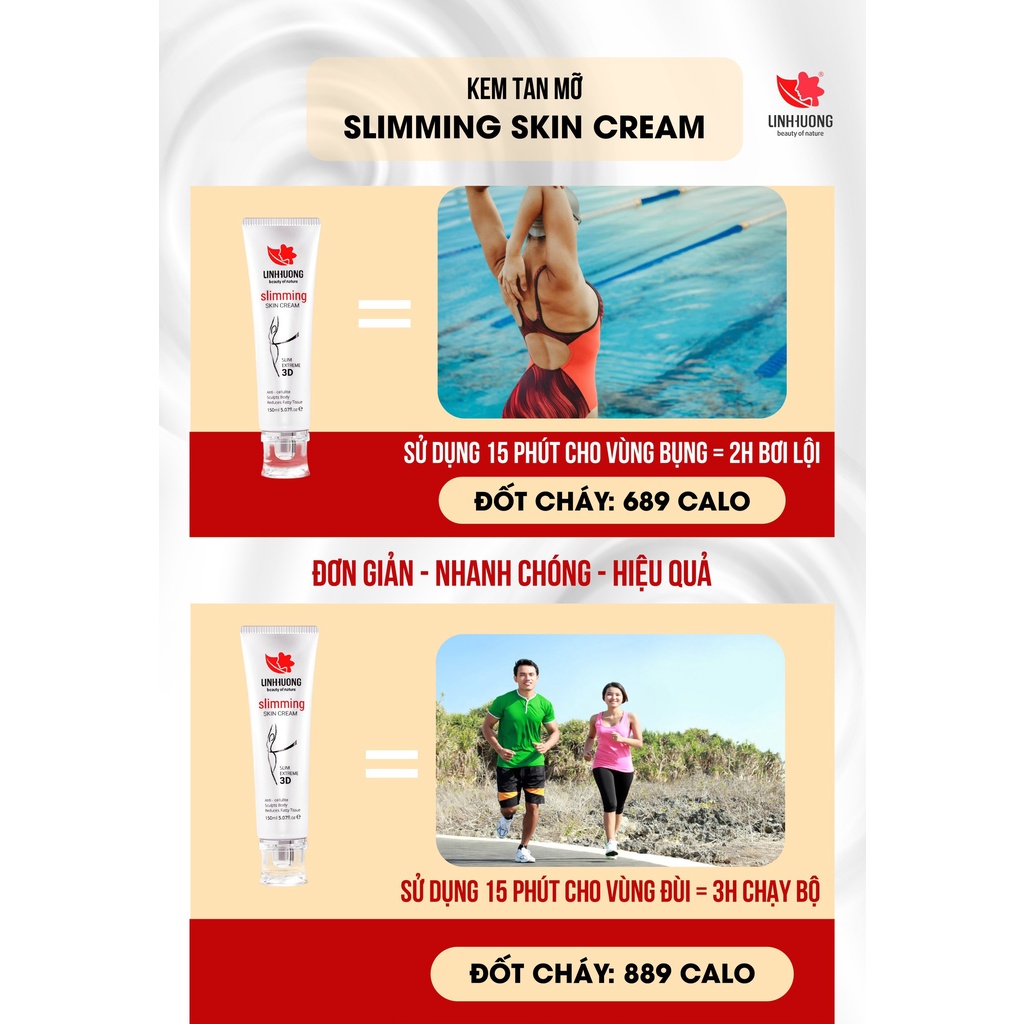 Kem tan mỡ bụng mỡ đùi đem lại vóc dáng thon gọn Slimming Skin Cream Linh Hương 150ml