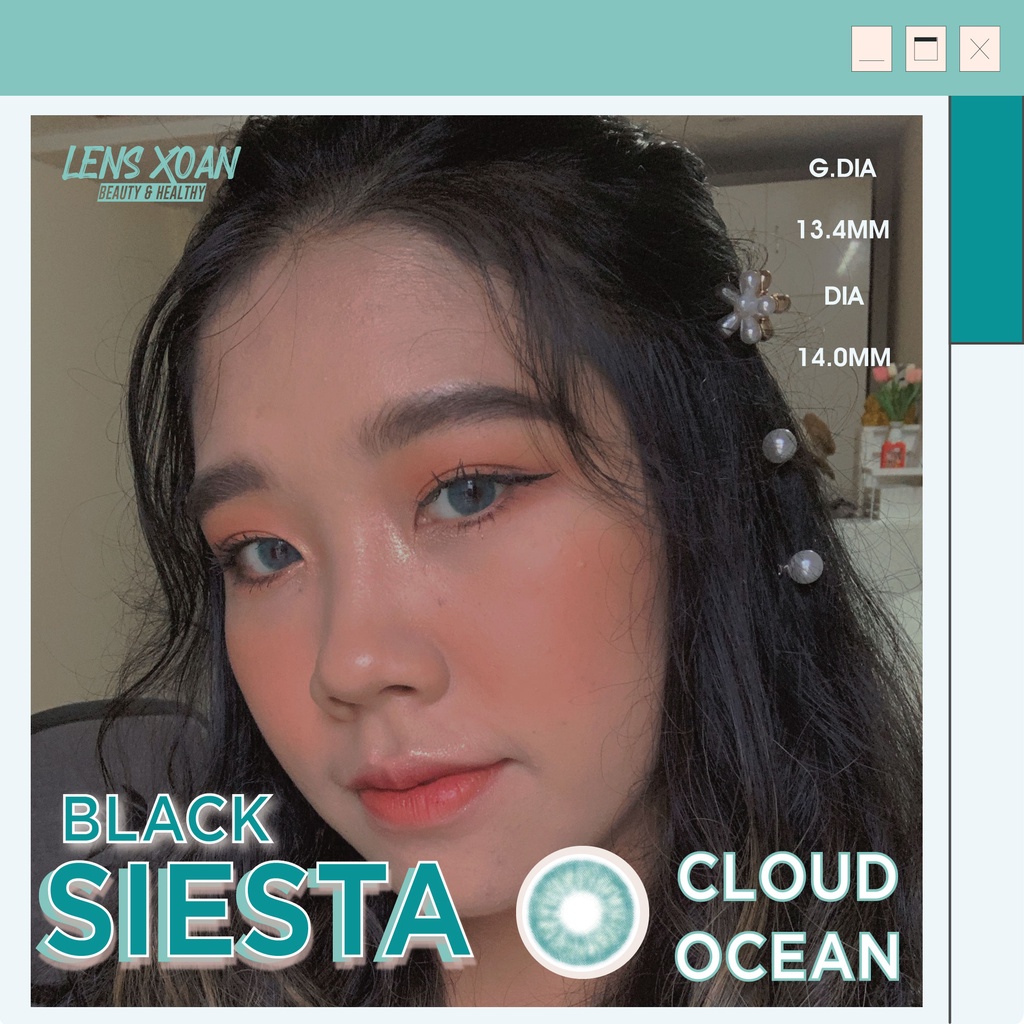 KÍNH ÁP TRÒNG CAO CẤP SIESTA BLACK CLOUD OCEAN: LENS XANH DƯƠNG SÁNG TÂY| PC HYDROGEL| COLOR CL|  LENS XOẮN