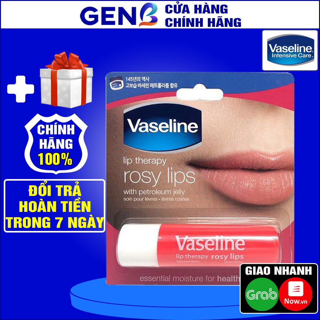 Son Dưỡng Môi Vaseline Dạng Thỏi HỒNG Xinh Thơm Nhẹ CHÍNH HÃNG Không Màu Dưỡng Ẩm Lót Trang Điểm Cho Nam Nữ Mỹ Phẩm GENB