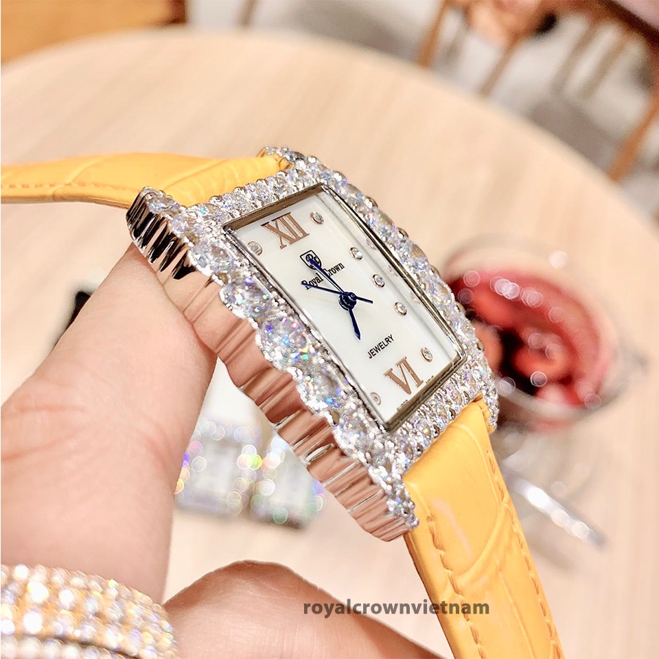 Đồng Hồ Nữ Royal Crown 6111 Dây Da Hồng Chính Hãng Dịu Dàng Nữ Tính