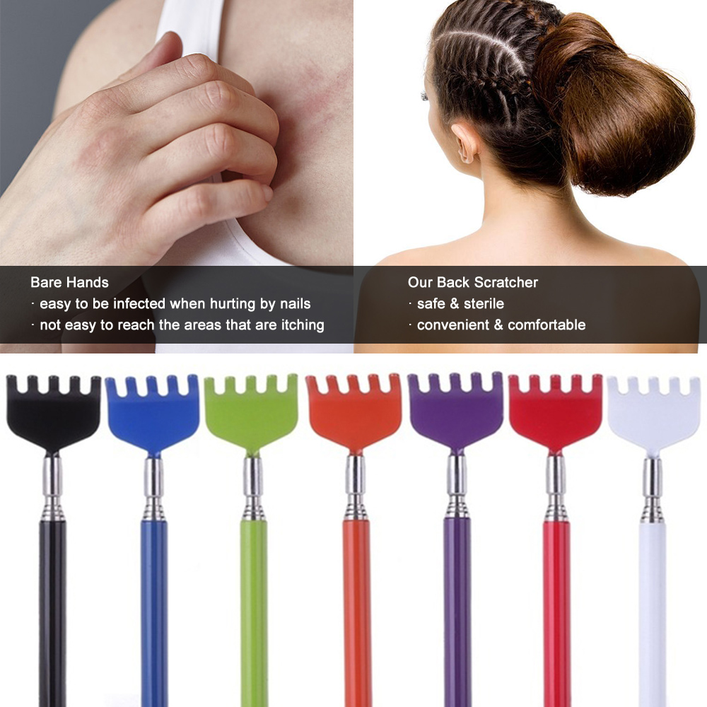 [Hàng mới về] Dụng cụ gãi lưng thu gọn kéo dài chất liệu thép thích hợp người cao tuổi thiết kế 5 móng nhiều màu