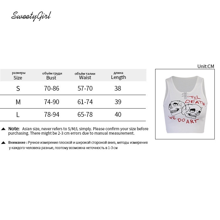 Áo Tank Top Cổ Tròn In Họa Tiết Đầu Lâu Hoạt Hình Phong Cách Gothic Thời Trang Cho Nữ