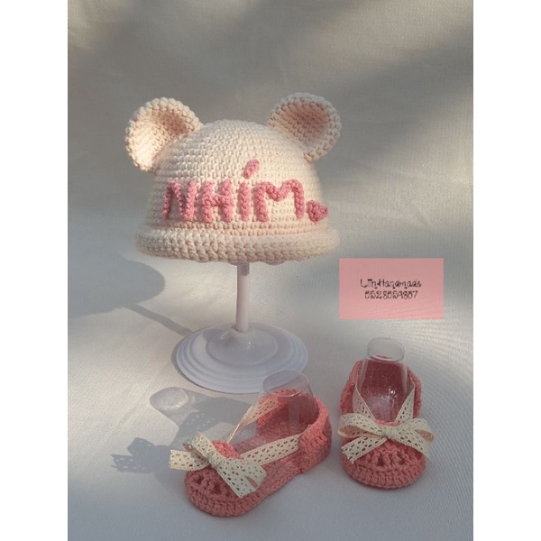 Set nón + giày búp bê len cute cho bé yêuu