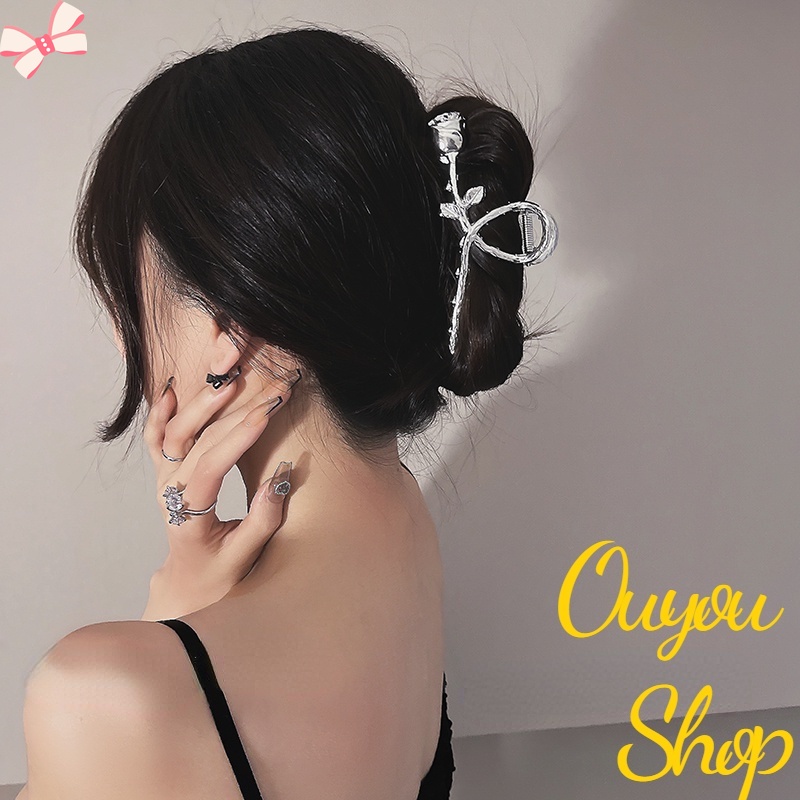 Kẹp Tóc Hình Hoa Hồng Bằng Kim Loại Thời Trang Cho Nữ