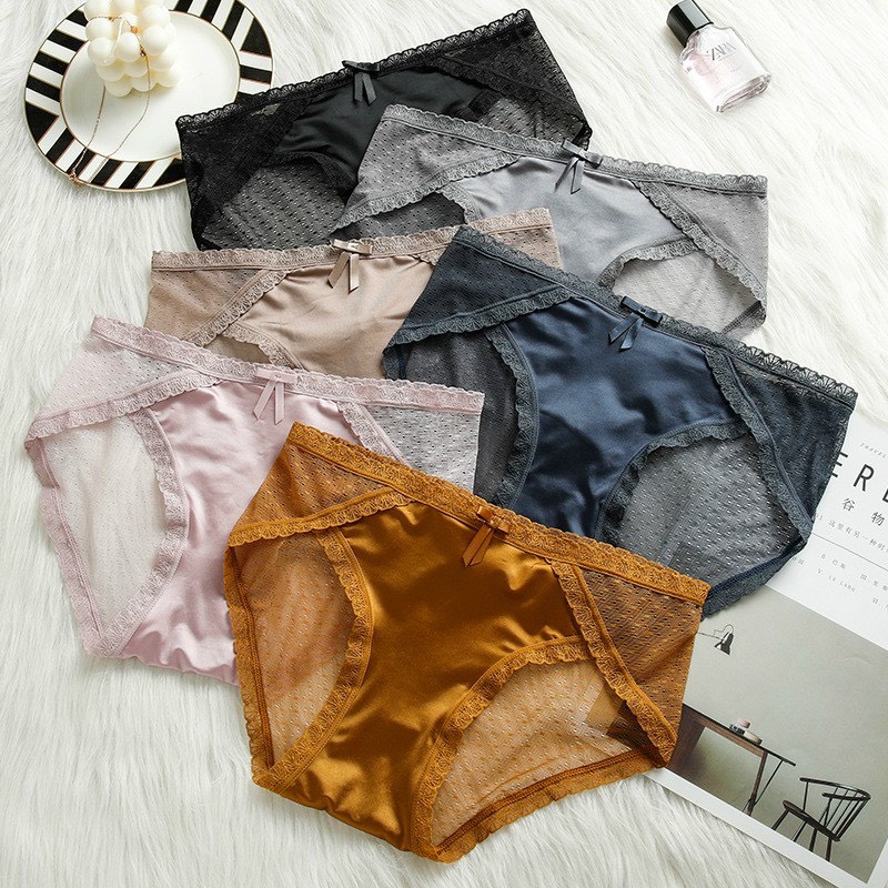 Quần Lót Ren Nữ bèo xuyên thấu đính nơ nhỏ siêu gợi cảm quyến rũ mẫu A42