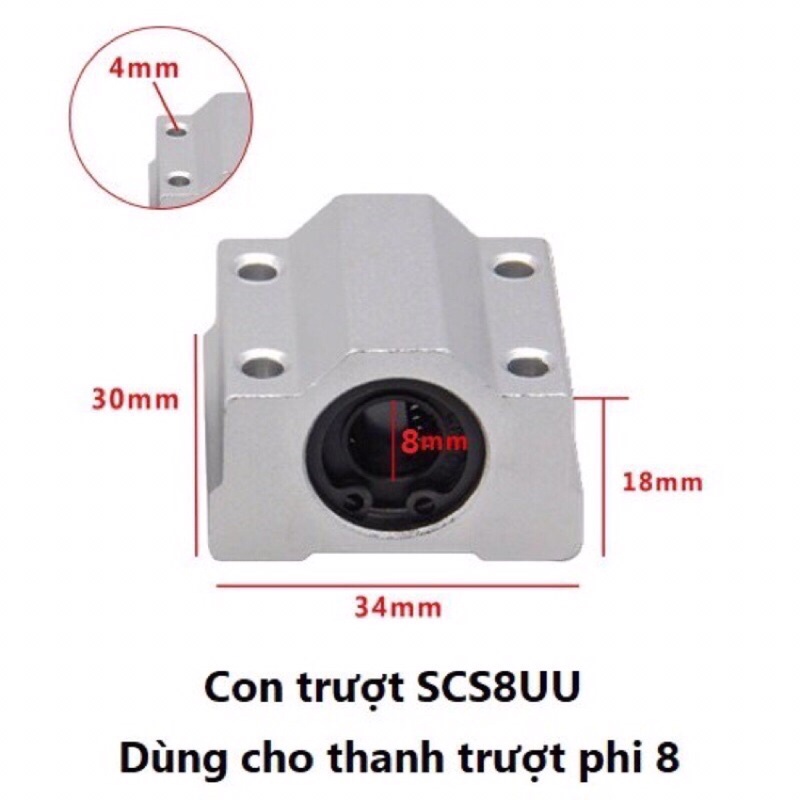 CON TRƯỢT TRÒN SCS8UU, SCS10UU, SCS12UU, SCS20UU cho máy in 3D CNC