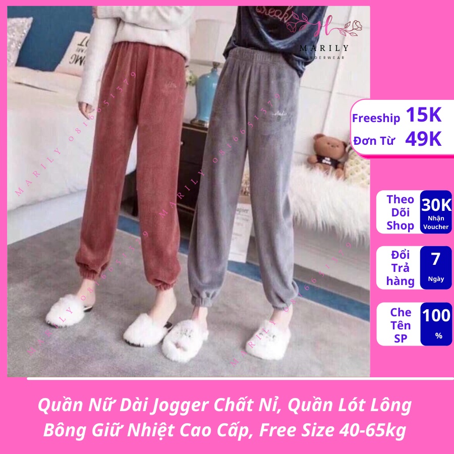 Quần Nữ Dài Jogger Chất Nỉ, Quần Lót Lông Bông Giữ Nhiệt Cao Cấp