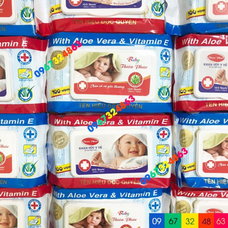 Khăn ướt Baby Thiên Phúc 100 tờ không mùi chính hãng shop bố bống