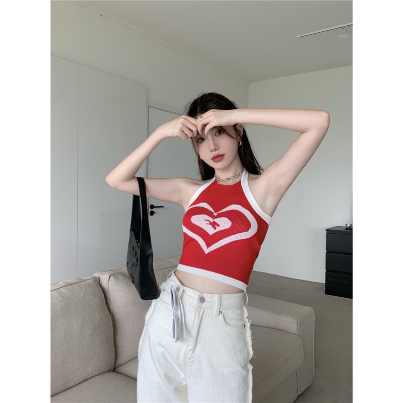 HUANG YOYO Áo Dệt Kim Hai Dây Dáng Ngắn Thời Trang Hàn Quốc Quyến Rũ Dành Cho Nữ