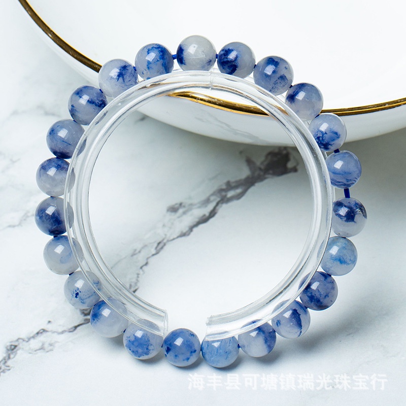 Vòng Đeo Tay Bingyingge Bằng Đá Tự Nhiên Màu Xanh Lam Tóc Xanh Lam
