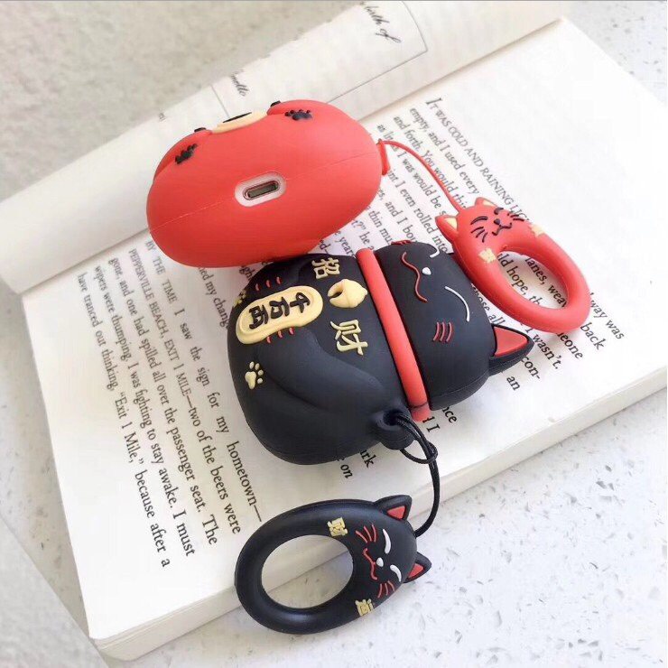 Ốp Bảo Vệ Tai Nghe Airpods 3/PRO Mèo Thần Tài Xinh Xắn, Vỏ Case Airpods Mèo Thần Tài (JA SHOP)