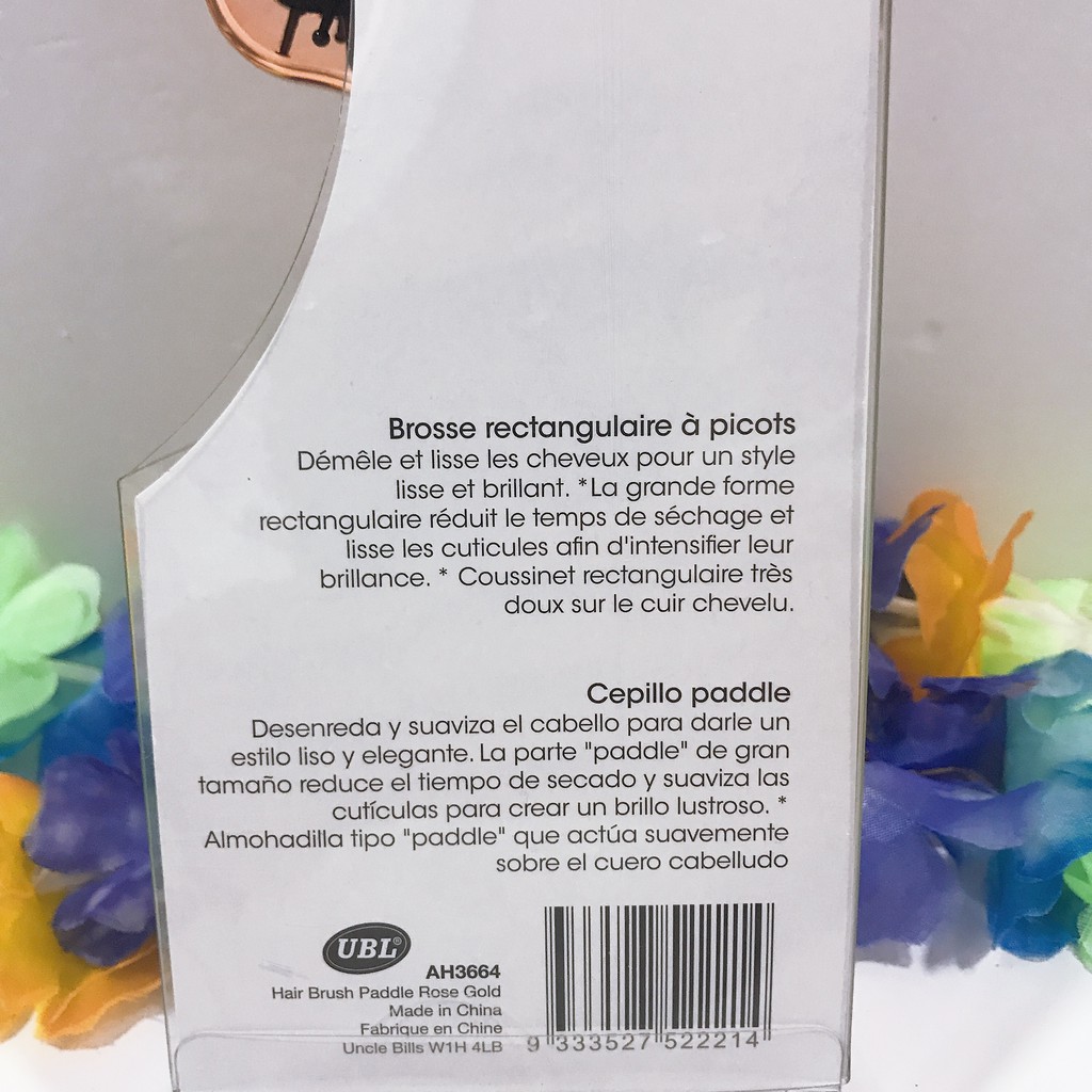 Lược chải tóc hình chữ nhật màu vàng hồng Uncle Bills AH3664