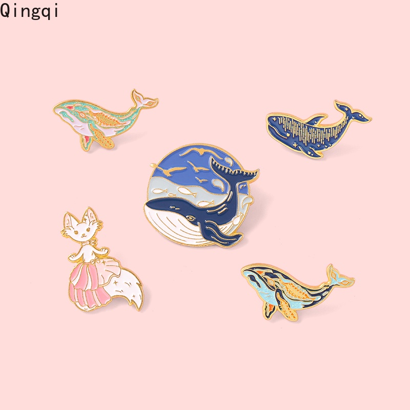 Trâm cài áo Miss Zoe kim loại hình cá voi/ mèo/ nàng tiên cá đáng yêu