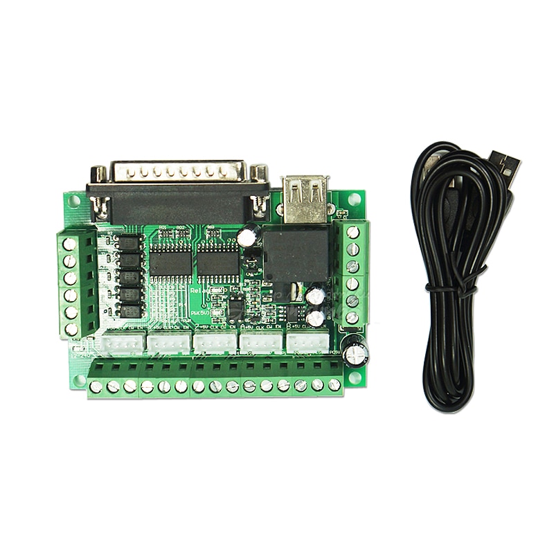 MACH3 CNC Engraving Machine 5 Axis CNC Breakout Board with Optical Coupler for Stepper Motor Drive Controller with USB Cable
