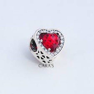 Charm tim đá đỏ bạc 925