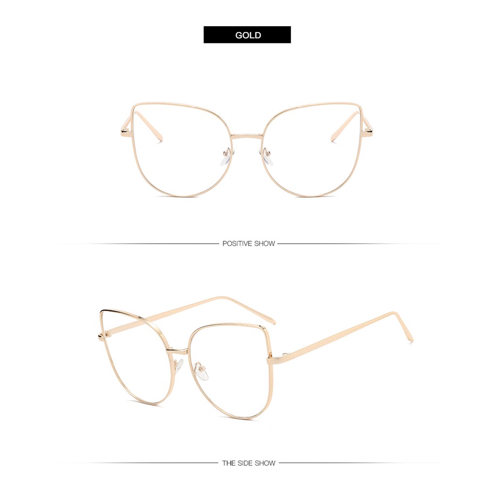 Kính Mắt Mèo Samjune Gọng Kim Loại Thiết Kế Thời Trang Tròng Kính Trong Suốt Dành Cho Nam/ Nữ