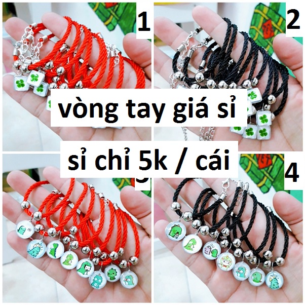 Vòng tay khủng long , vòng tay cỏ 4 lá : sỉ 10 cái = 60k [ sỉ 1000 cái giá 5k / cái , bấm bịch FREE )