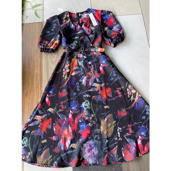 Đầm Kay Unger dư xịn siêu đẹp in hoạ tiết sang trọng tôn dáng