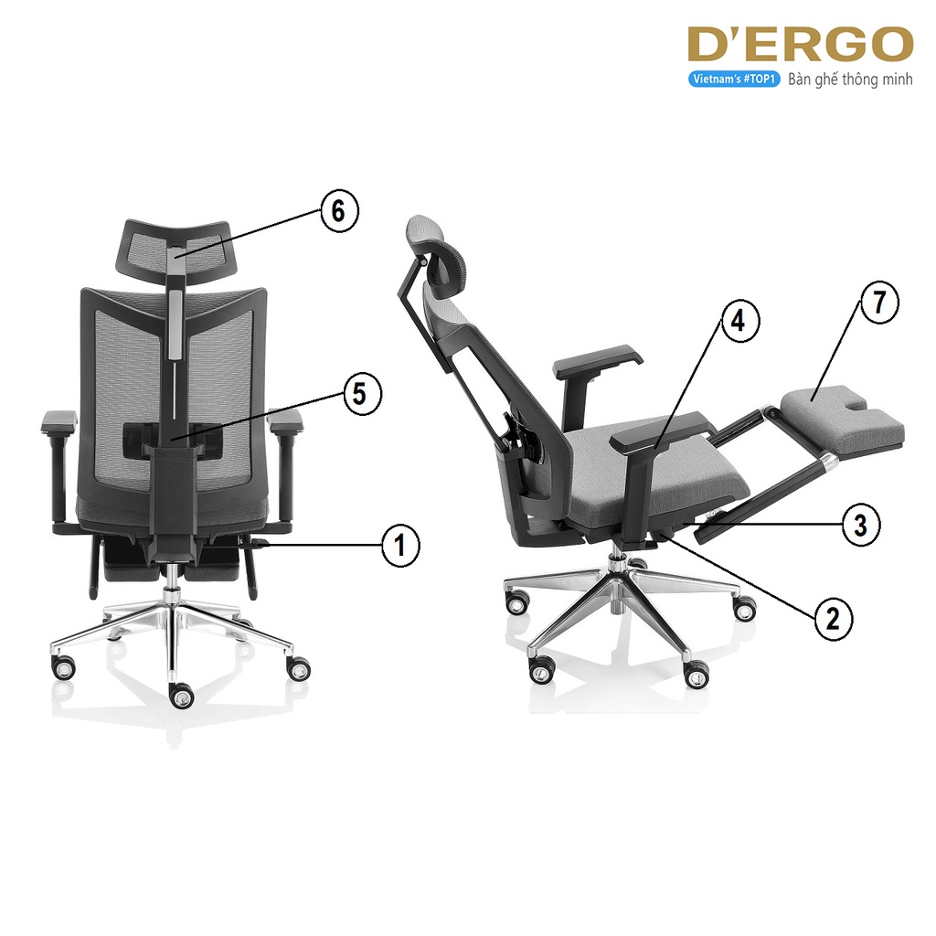 Ghế Văn Phòng Cao Cấp Gác Chân Ergoto Ergonomic office chair Stark S27H-ALF