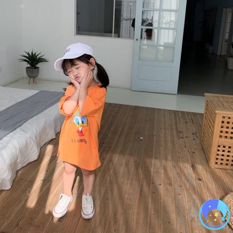 Đầm cotton in hình họa hình dễ thương cho bé gái 0-7 tuổi