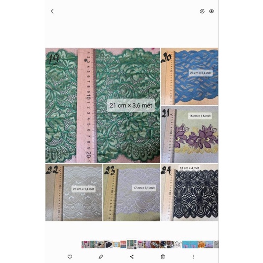 Vải ren thun co dãn may nội y, viền váy áo