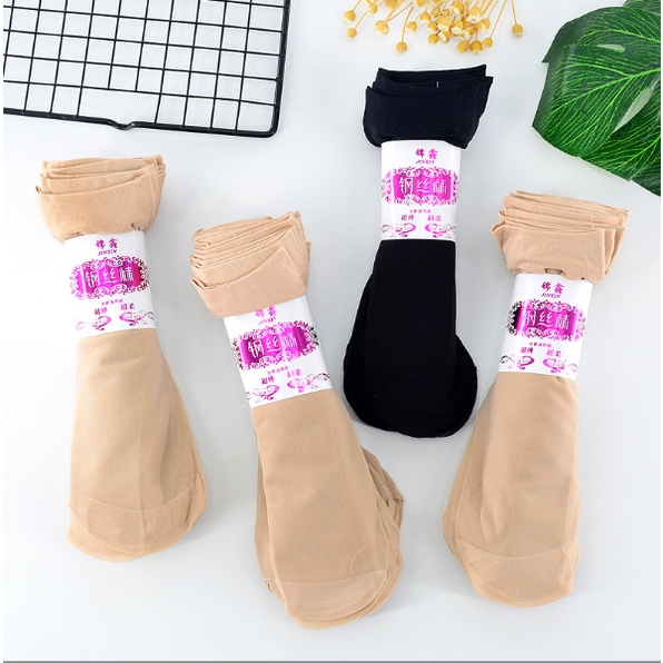 Combo Bó 10 Đôi Vớ ngắn nữ mùa hè màu da chân tất vớ nhung ống ngắn mỏng dai trong suốt