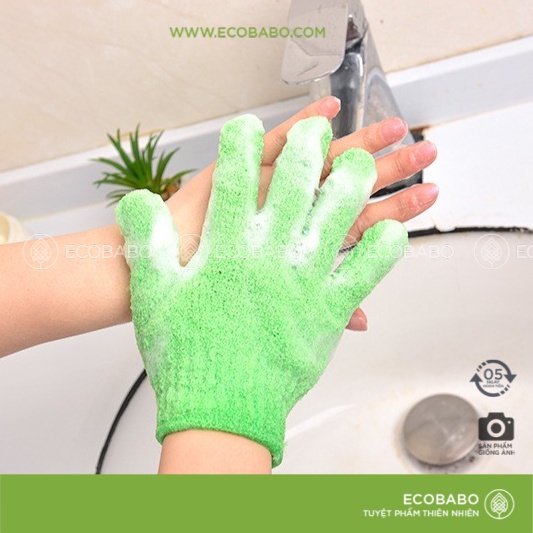 Găng tay tắm tẩy tế bào chết chuyên dụng toàn thân độ nhám vừa phải - Ecobabo