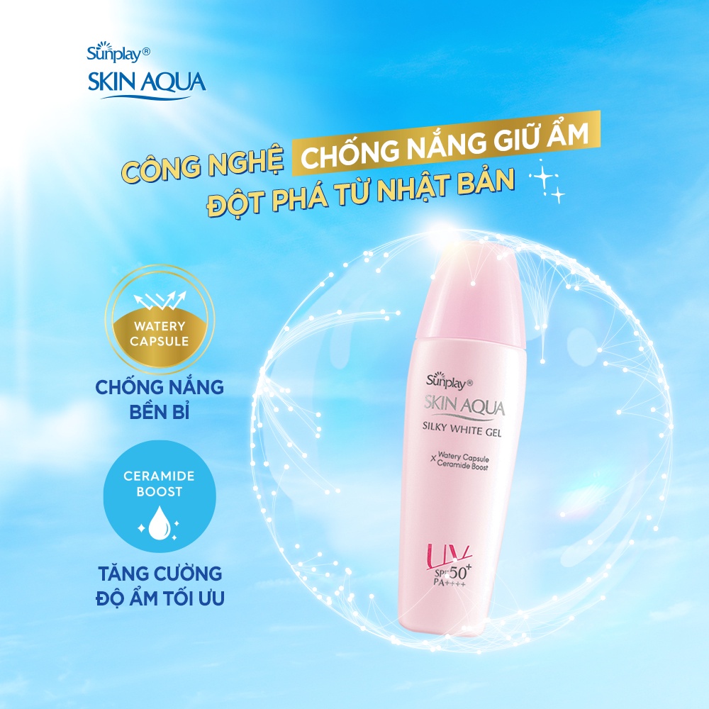Gel Chống Nắng Dưỡng Da Trắng Mượt SUNPLAY Skin Aqua Silky White Gel SPF 50+, PA++++ 30g