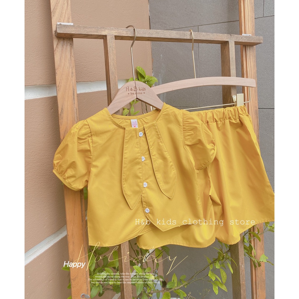 Set áo 2 tà quần ống rộng bé gái