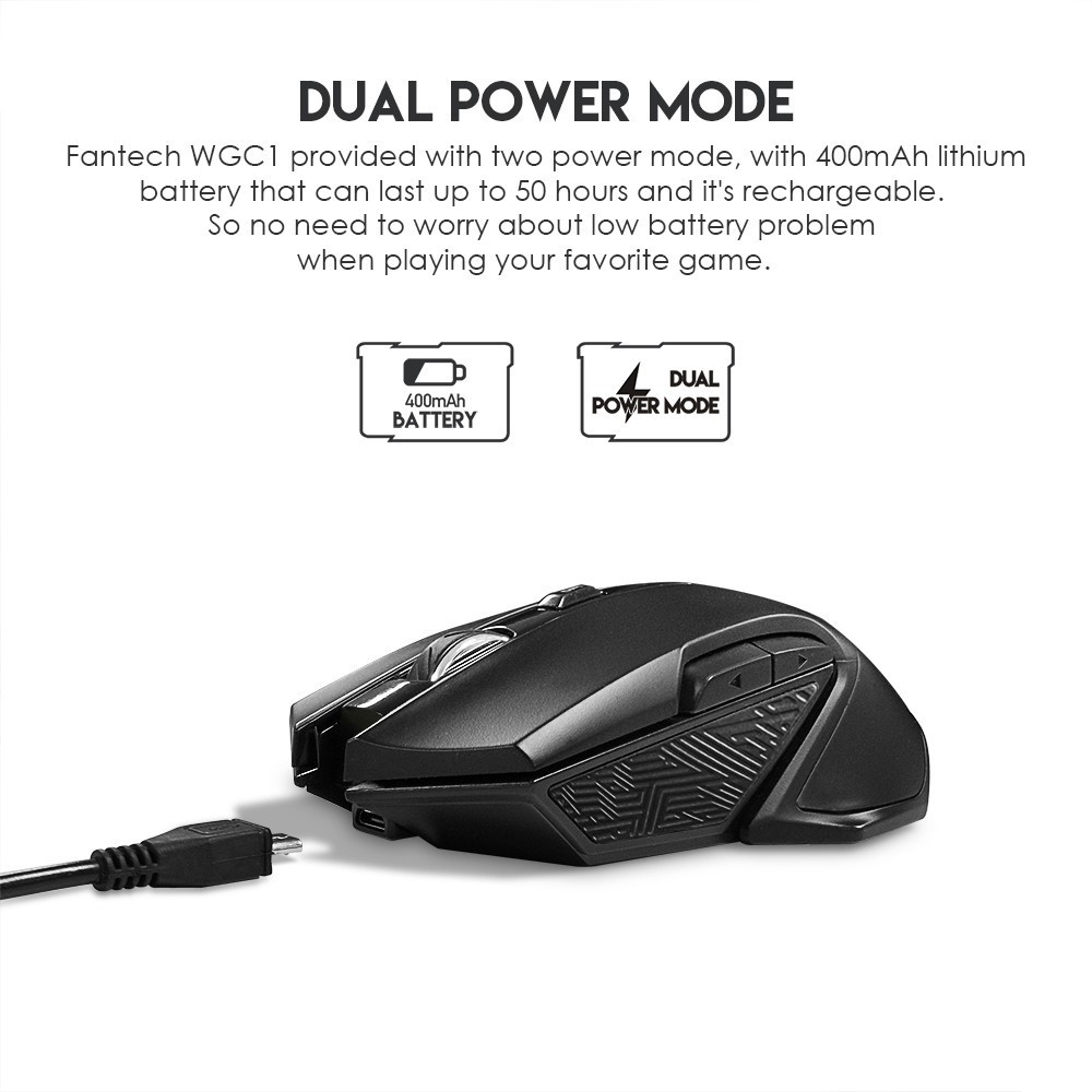 MO Chuột không Dây Gaming LED RGB 2400DPI PiXart 3212 cho Game Thủ FANTECH WGC1 - Hãng cung ứng chính thức 25