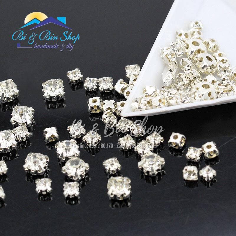 100 Viên Đá Đế 4 Chấu S16-4mm Hạt Pha Lê Đính Kết Trang Phục Thời Trang, Làm Phụ Kiện - Bi &amp; Bin Shop